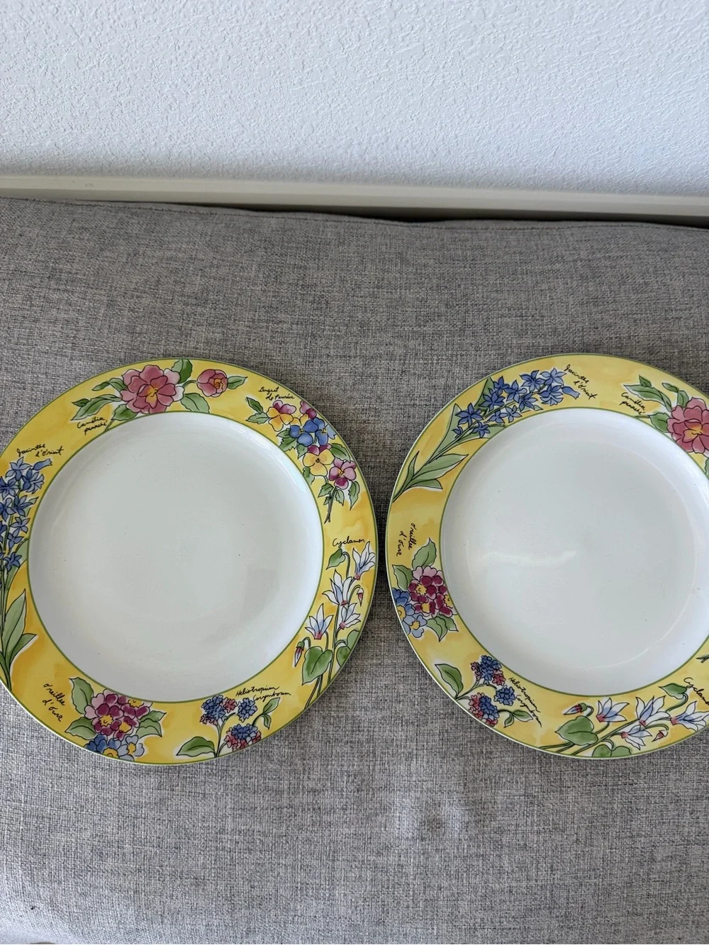 Yellow Floral Rim Dinner Plate - Elegant Home Dining